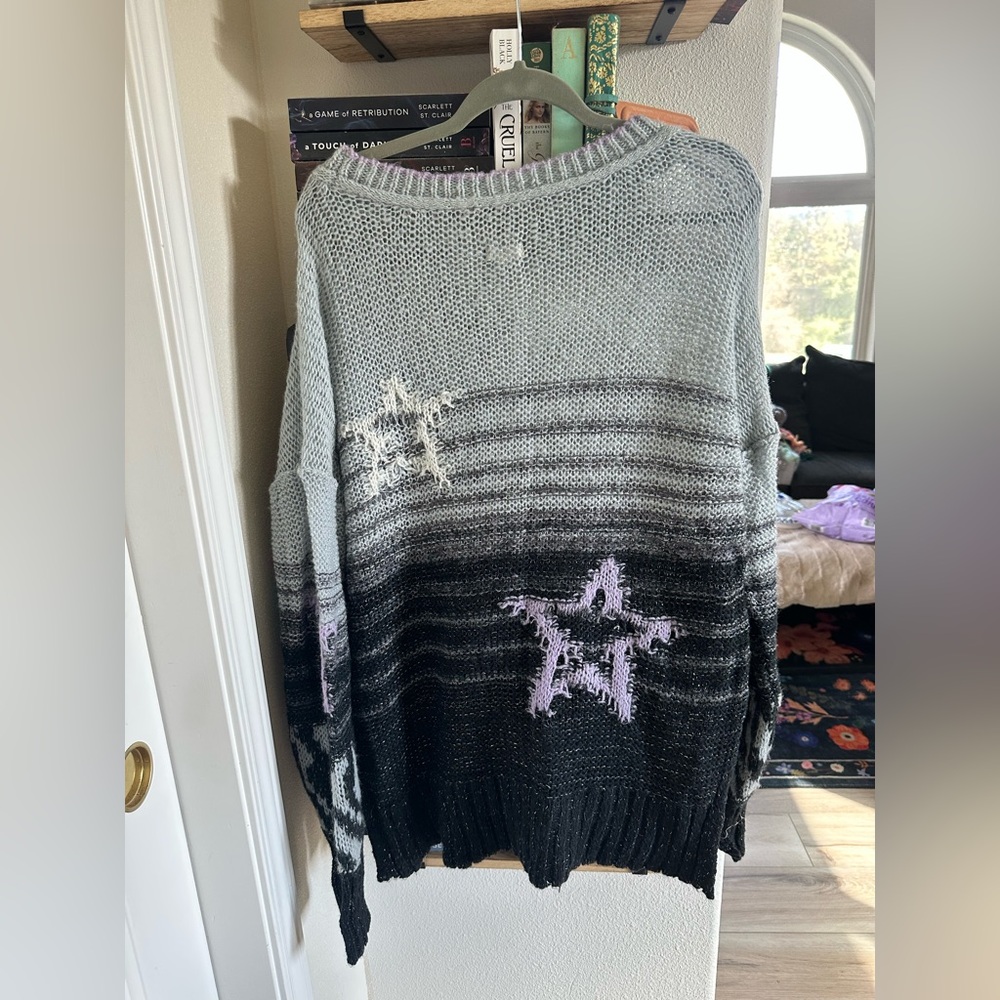 Anthropologie Pilcro ombré star sweater Sz. L - Picture 4 of 5